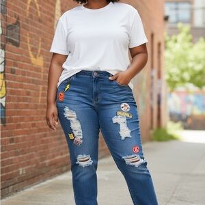 one 5 one Blue Skinny Jeans with Fun Patches